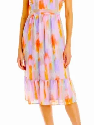 Aqua multi pink floral one shoulder ruffle midi dress. Size Medium. NWT. thumbnail 5