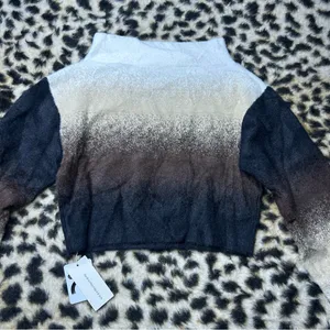 Commense Dawn Ombre Fuzzy Off The Shoulder Cropped Sweater XL NWT thumbnail 8