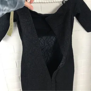 NWT Nicole Miller Collection Off The Shoulder Black Shimmer Dress SAMPLE thumbnail 12
