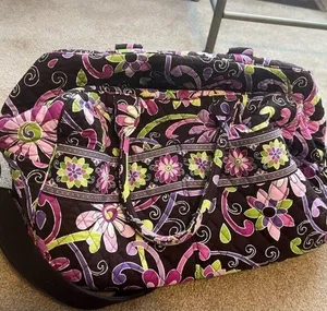 Vintage Vera Bradley Travel/Weekender Bag Floral Pink Brown Purple thumbnail 1