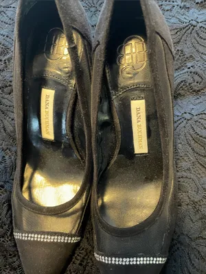 Dana Buchman Black Pointed Toe Pumps with Rhinestone Band thumbnail 2