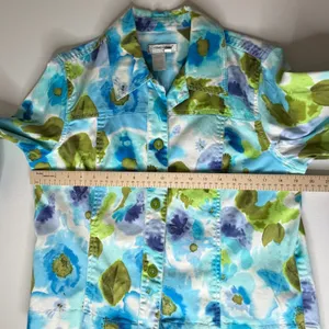 Coldwater‎ Creek Watercolor Floral Jacket Medium Artsy Button Up Colorful Bright thumbnail 9