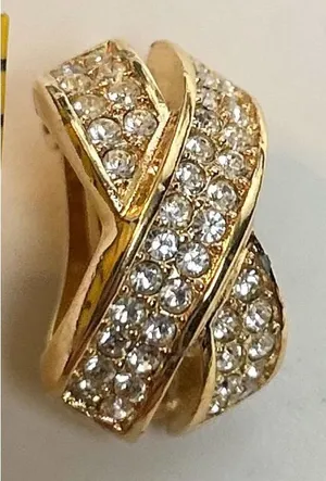 Vintage Christian Dior signed single earring multiple rhinestones X shaped earri thumbnail 1
