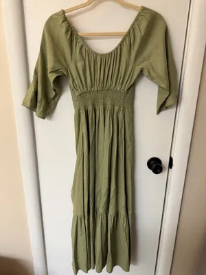 Shore Brand olive green milkmaid maxi dress thumbnail 5