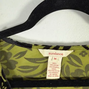 Sundance Green Black Floral Burnout Velvet Blouse Boho Whimsigoth Womens Medium thumbnail 4