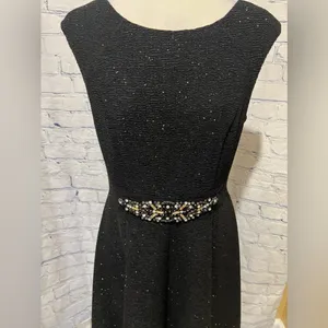 Eliza J Cocktail Dress Black Sleeveless Sparkle Rhinestone Sz 10 Fit & Flare thumbnail 2