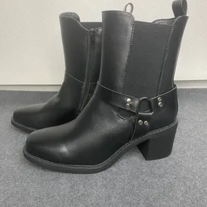 Pazzle Ankle Boots Womens Block Heel‎ Western Buckle Detail Black Sz 9 thumbnail 2