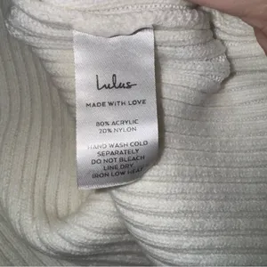 Lulus Womens Ribbed Cropped Knit Sweater Cream White Long Sleeve‎ Size L thumbnail 6