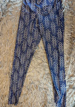 Onzie Flow Blue White Geometric Chevron High Waisted Yoga Leggings XS thumbnail 1