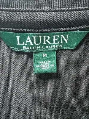 Lauren Ralph Lauren Performance Polo Shirt Women's Medium Black Cap Sleeve Golf thumbnail 3