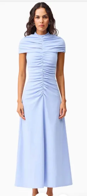 NWT Valencia High Neck Maxi Dress in Blue Size M thumbnail 1