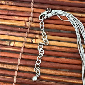 Chico's Silver and Gold Necklace with Blue Pendant 16”-20” thumbnail 6