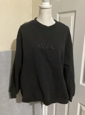 AYBL Black Crewneck Sweatshirt Size L Embroidered Logo Long Sleeve Comfort thumbnail 1