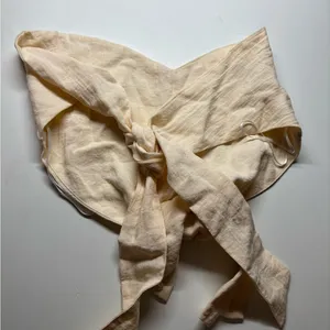 H&M Neutral Linen Tie-Front Bandeau Top | Cream | Small thumbnail 3