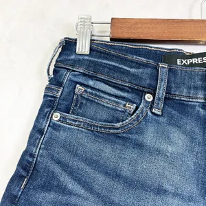 Express Womens Denim Shorts Size 0 Midi High Rise‎ Cuffed Summer Beachy Vacation thumbnail 2