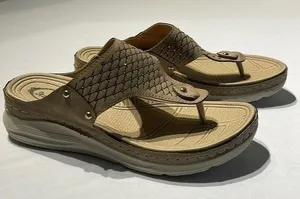 Italina Tan Textured Rhinestone Comfort Wedge Sandal Size 38 (7.5) New Without T thumbnail 1
