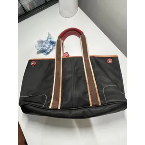 Y2K Coach Hamptons Weekend Tote Bag Black Nylon Red Leather Trim 5078 thumbnail 12