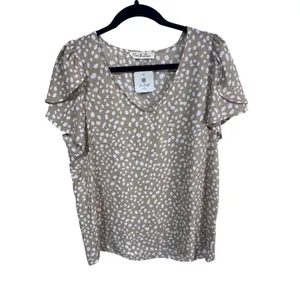 Vine & Love Polka Dot‎ Flutter Sleeve Boho Cottagecore Blouse USA Made Women's M thumbnail 2