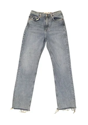 & Other Stories Blue Straight Leg High Rise Denim Jeans 28-actual 26” Raw Hem thumbnail 1