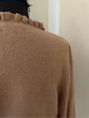 DOEN Alpaca Wool Blend Ruffle Trim Sweater Camel Puff Sleeve Knit Small thumbnail 8