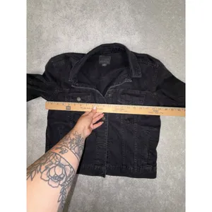 Women's Small American Eagle Black/Grey Denim‎ Jacket 100% Cotton thumbnail 7