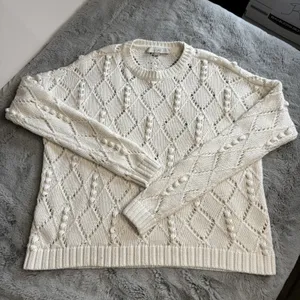 Ann Taylor LOFT‎ Bobble Sweater Womens Size Medium Ivory Diamond Open Knit thumbnail 15