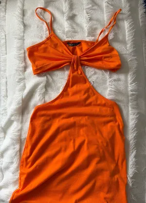 SheIn Orange Bodycon Cut Out Dress thumbnail 3
