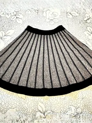 ALC Frank 💥Black Gray Marled Knit A-Line Flare Knit Skirt Pull-On Stretch Size S💛 thumbnail 4