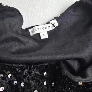 Baltic Born NWOT Julia Sequin Maxi‎ Dress Black Long Sleeve Side Slit L thumbnail 7