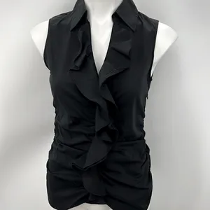 New York & Co small black ruched sleeveless top thumbnail 2