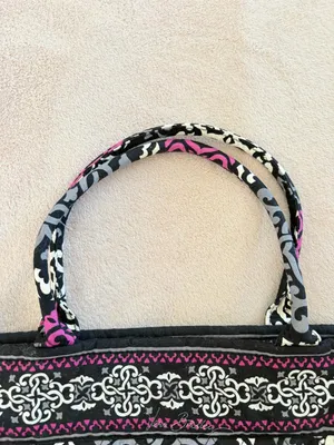 Vera Bradley Canterbury Magenta Black Medallion Holiday Tote 6" Top Handle Bag thumbnail 2