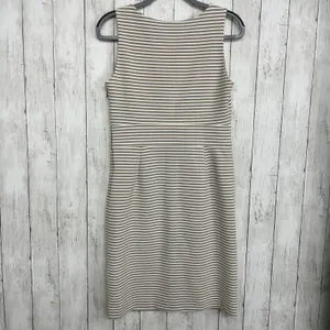 Banana Republic Brown White Striped Midi Dress 10 Sheath Career Workwear Chic thumbnail 2