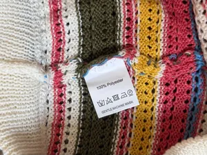 Crochet Two-Piece Striped Tank & Cardigan Set - Multicolor thumbnail 4