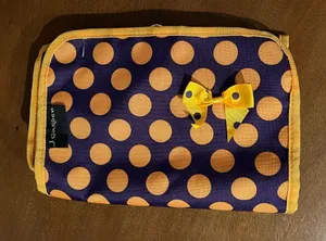 J Garden Purple Gold Polka Dot Makeup Case Accessories Toiletries Travel Bag thumbnail 1