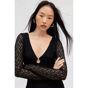 Urban Outfitters Silence + Noise Bella Black Lace Key-Hole Mini Dress Small NWOT thumbnail 11