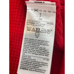 GAP Sweater Size S Red Waffle Knit V Neck Long Sleeve Cotton Blend NWT thumbnail 7