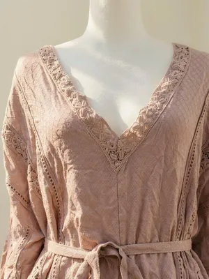 Free People I Mean It Rober Romper Playsuit Crochet Belt Tie Pink thumbnail 4