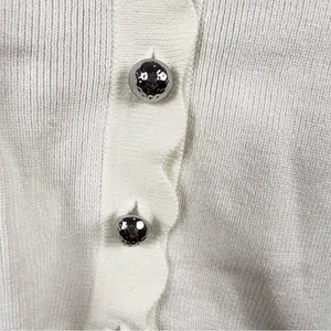 NWOT H&M Short Sleeve Sweater Top Sz S Scalloped Button Front Shirt thumbnail 3