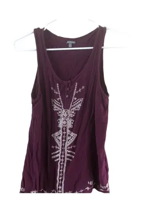 Charlotte Russe Embroidered Wine Sleeveless Tank thumbnail 2