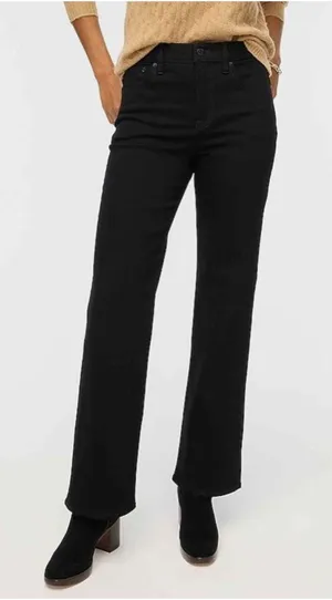 NWT J.Crew Factory Wide-leg Full-length Jean All-day‎ Stretch in Black BU832 thumbnail 1