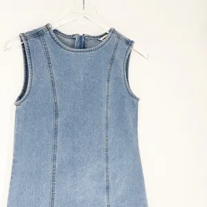 Vigoss Sleeveless Denim‎ A-Line Mini Dress Women's Size XS Blue Y2K thumbnail 4