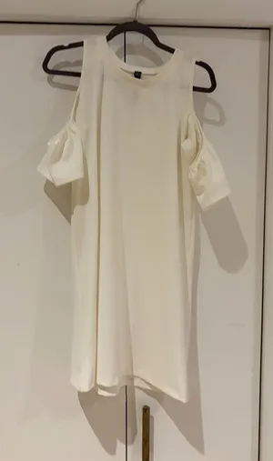 Design Lab Lord & Taylor Cream Cold-Shoulder Mini Dress thumbnail 1