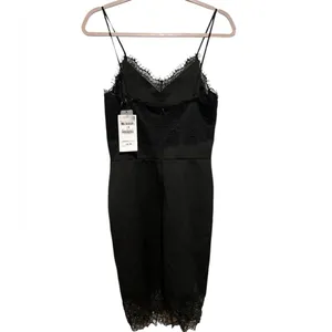 Zara W&B Collection Lacey Vneck Bodycon Spaghetti Strap Cocktail Party Dress M thumbnail 2
