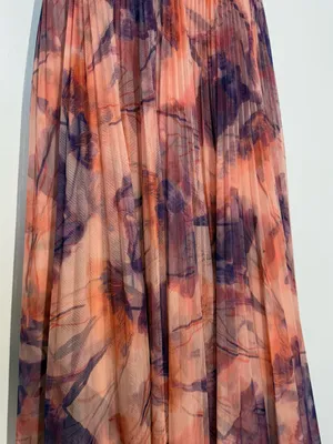 Hutch Floral Pleated Tulle Sweetheart Maxi Dress in Pink and Purple thumbnail 13
