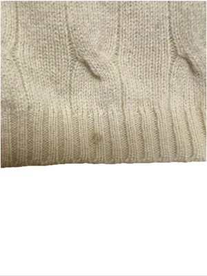 Charter Club Cashmere Sweater V-Neck Cable Knit Beige Long Sleeve Petite Small thumbnail 2