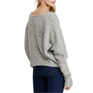 Free People Moonbeam Alpaca Blend Knit V-Neck Oversized Sweater MEDIUM thumbnail 3