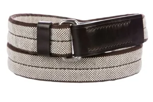 PRADA WOVEN CHOCOLATE BROWN TAN Vintage BELT Leather Trim thumbnail 1