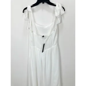 Lulus Summer Invite White Tie-Strap Tiered Midi Dress Wedding Bridal XL NWT thumbnail 9
