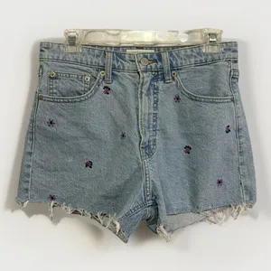 Lucky Brand Boho Lucky Pins Jean Short floral Embroidery Size 4/27 Cut Off Jorts thumbnail 2