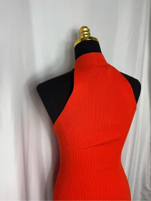 FOREVER 21 Orange Knit Criss Cross front Midi Dress S Sleeveless Ribbed NWT thumbnail 5